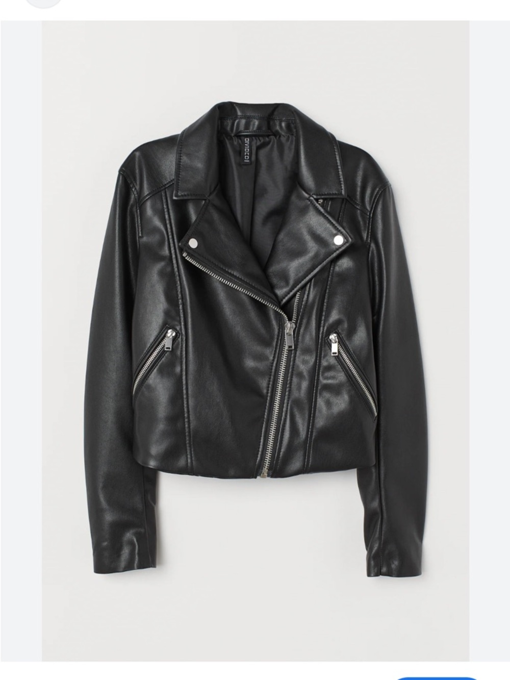 H&M Black Biker Faux Leather Jacket - Classic Asymmetrical Zip Size Medium - Picture 2 of 14